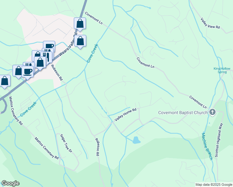 map of restaurants, bars, coffee shops, grocery stores, and more near 3354 Spring View Dr in Sevierville