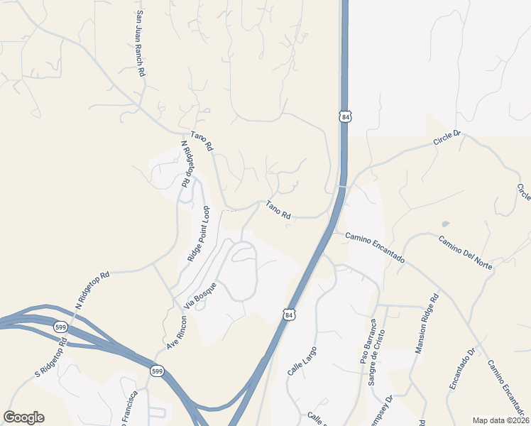 map of restaurants, bars, coffee shops, grocery stores, and more near 20 Tano Road in Santa Fe