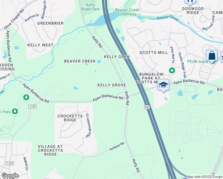 map of restaurants, bars, coffee shops, grocery stores, and more near in Apex