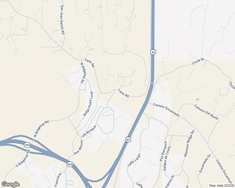 map of restaurants, bars, coffee shops, grocery stores, and more near 20 Tano Road in Santa Fe