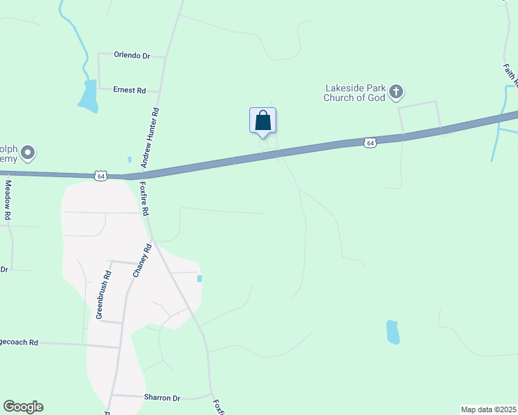 map of restaurants, bars, coffee shops, grocery stores, and more near 3145 Indian Springs Road in Asheboro
