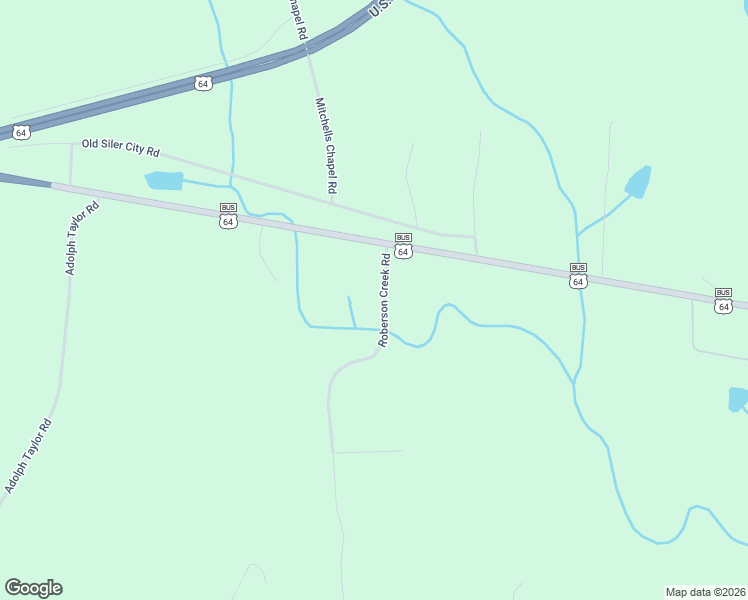 map of restaurants, bars, coffee shops, grocery stores, and more near 2 Roberson Creek Road in Pittsboro