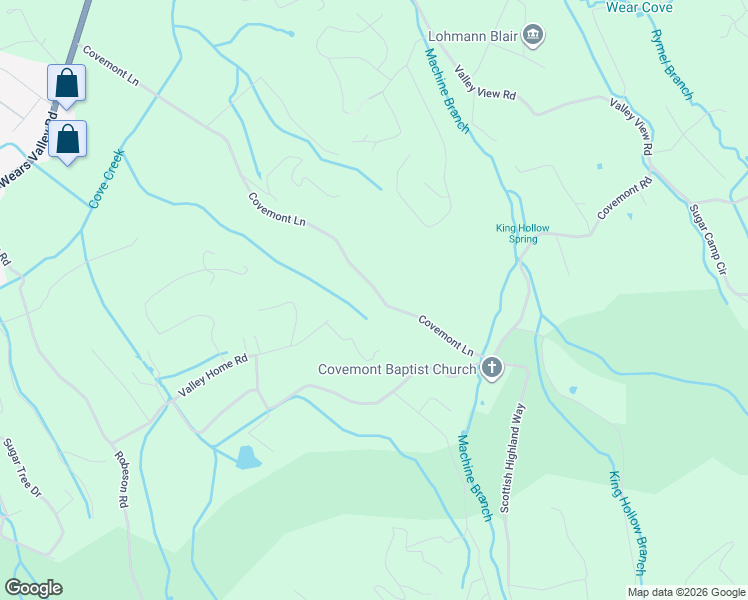 map of restaurants, bars, coffee shops, grocery stores, and more near 3510 Covemont Lane in Pigeon Forge