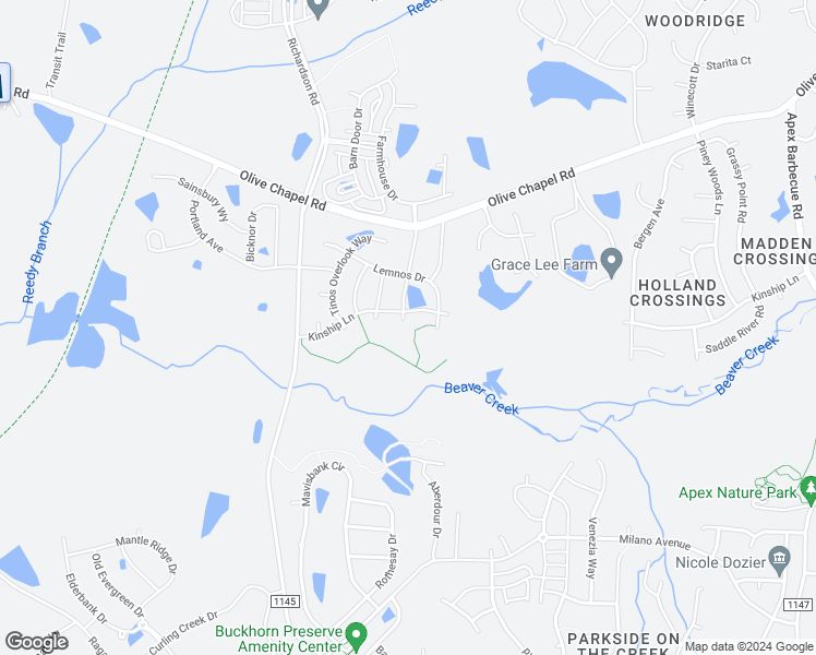 map of restaurants, bars, coffee shops, grocery stores, and more near 1609 Kythira Drive in Apex