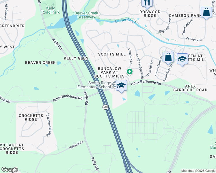 map of restaurants, bars, coffee shops, grocery stores, and more near 1054 Mica Lamp Court in Apex