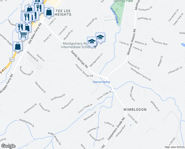 map of restaurants, bars, coffee shops, grocery stores, and more near 706 Pearson Springs Road in Maryville