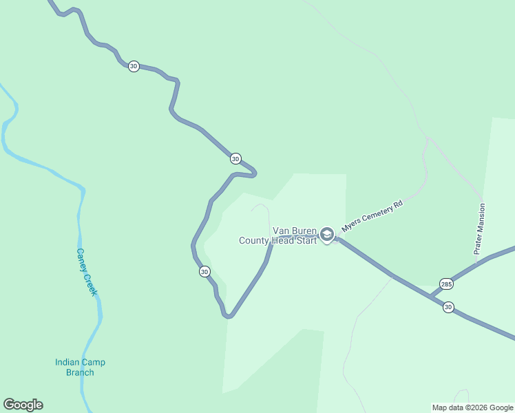 map of restaurants, bars, coffee shops, grocery stores, and more near 23831 Tennessee 30 in Spencer