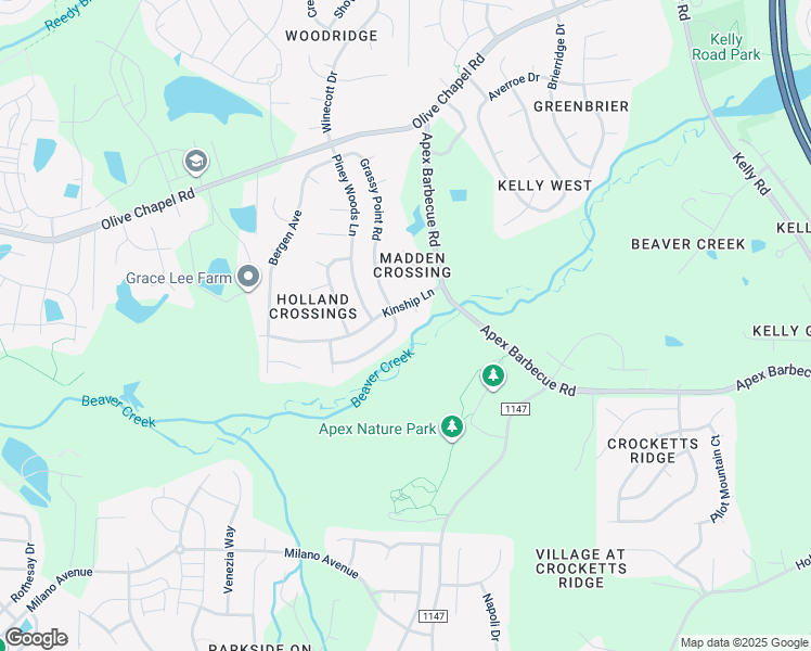 map of restaurants, bars, coffee shops, grocery stores, and more near 104 Saddle River Road in Apex