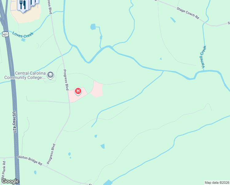 map of restaurants, bars, coffee shops, grocery stores, and more near 224 Campus Drive in Siler City