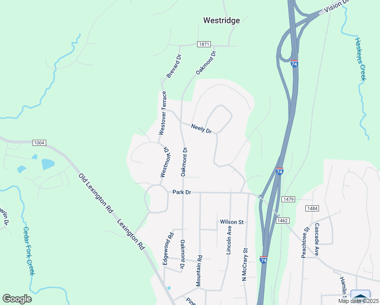 map of restaurants, bars, coffee shops, grocery stores, and more near 1048 Oakmont Drive in Asheboro