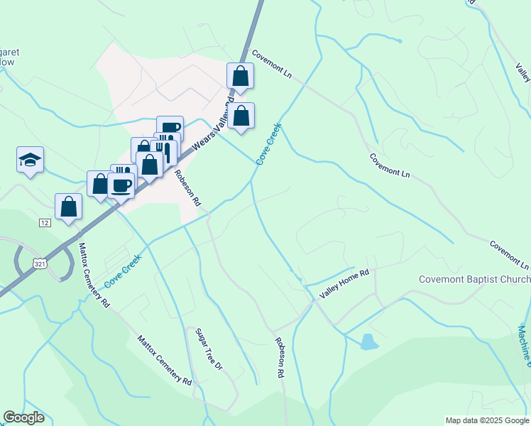 map of restaurants, bars, coffee shops, grocery stores, and more near 3101-3143 Tarwater Ln in Sevierville