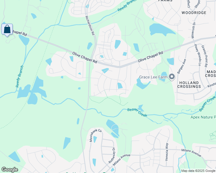 map of restaurants, bars, coffee shops, grocery stores, and more near 1514 Paros Hill Lane in Apex