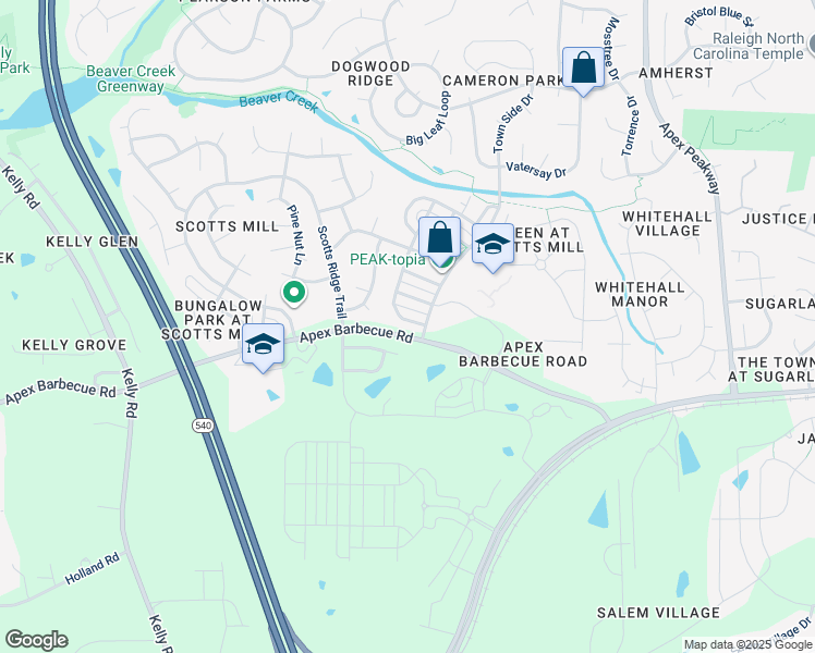 map of restaurants, bars, coffee shops, grocery stores, and more near 1772 Town Home Drive in Apex