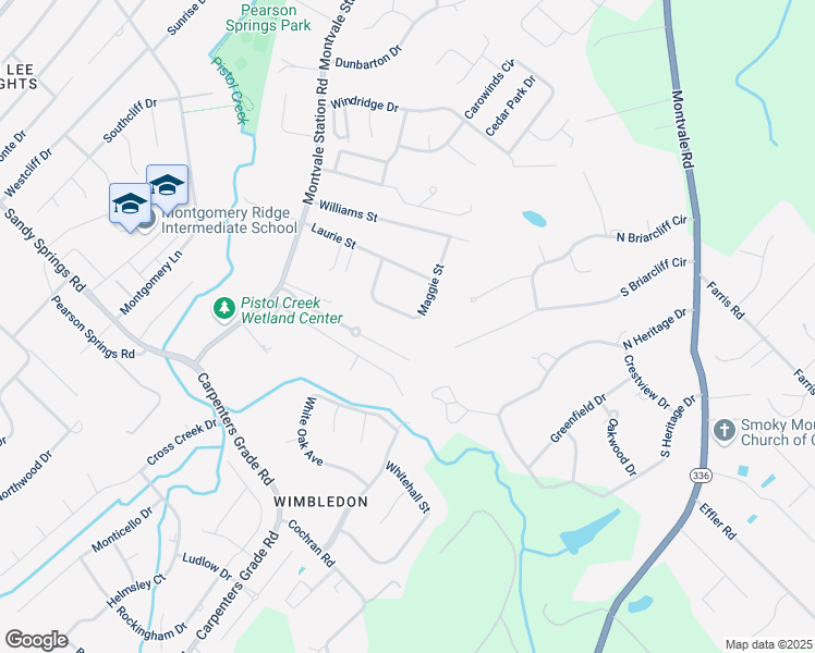 map of restaurants, bars, coffee shops, grocery stores, and more near 1821 Maggie Street in Maryville