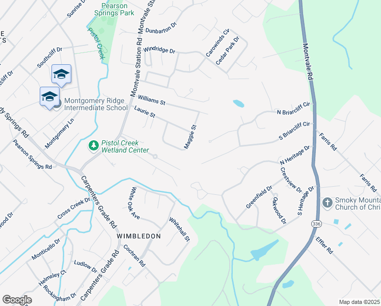 map of restaurants, bars, coffee shops, grocery stores, and more near 1812 Maggie Street in Maryville