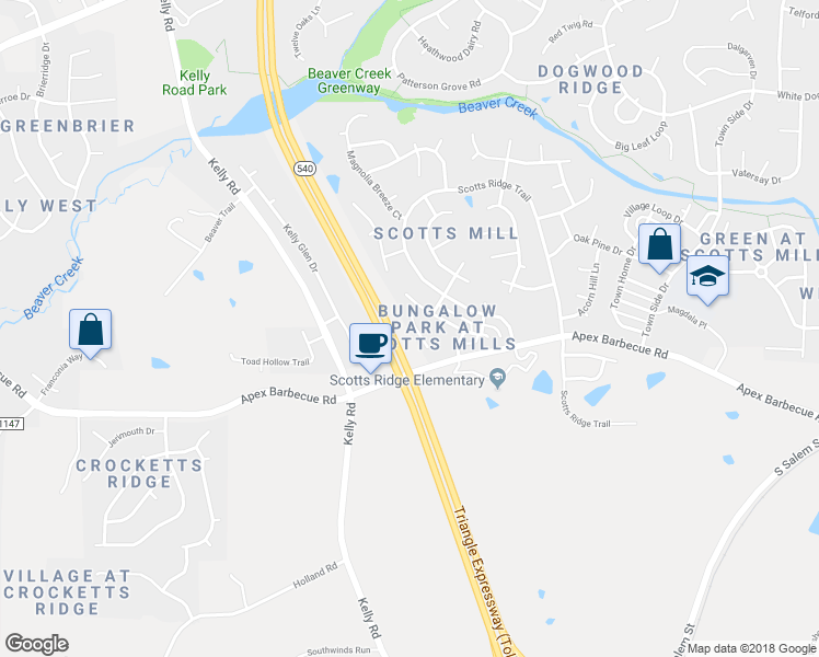 map of restaurants, bars, coffee shops, grocery stores, and more near 1018 Mica Lamp Court in Apex