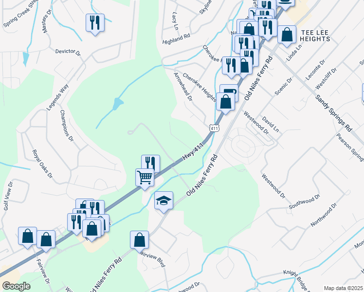 map of restaurants, bars, coffee shops, grocery stores, and more near 2055 U.S. 411 in Maryville