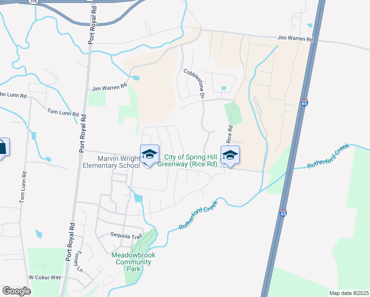 map of restaurants, bars, coffee shops, grocery stores, and more near 1004 Neeleys Bend East in Spring Hill