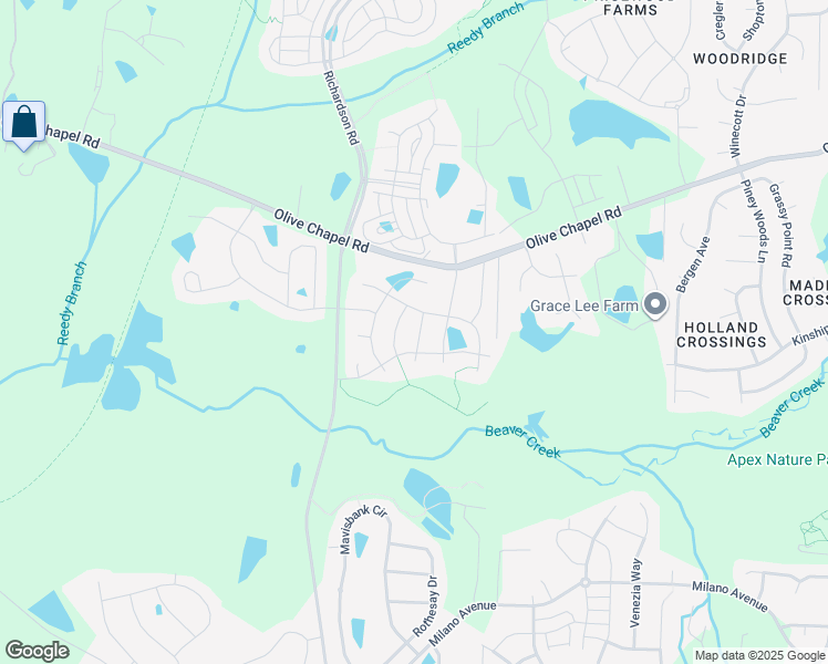 map of restaurants, bars, coffee shops, grocery stores, and more near 1514 Paros Hill Lane in Apex