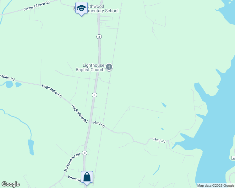 map of restaurants, bars, coffee shops, grocery stores, and more near North Carolina 8 in Lexington