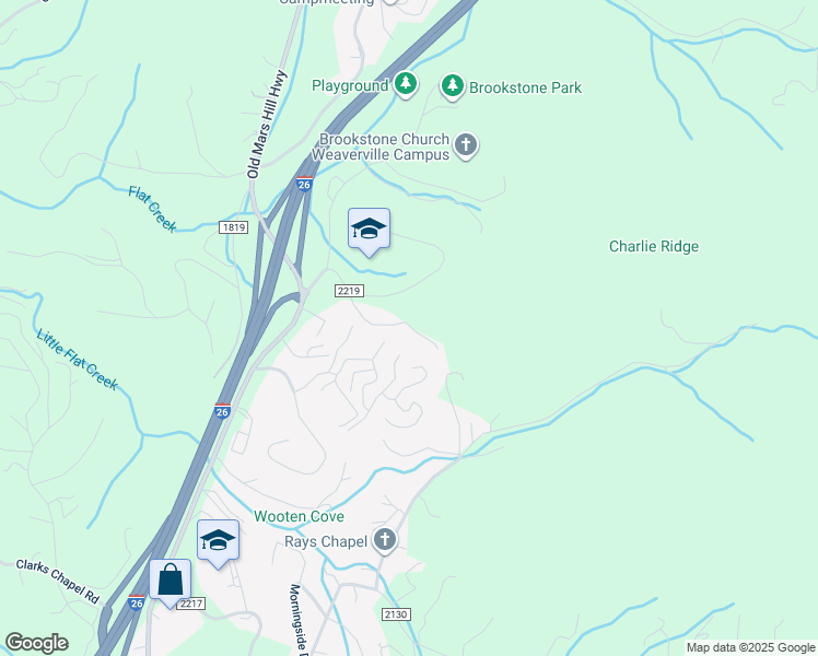 map of restaurants, bars, coffee shops, grocery stores, and more near 109 Upper Grove Lane in Weaverville