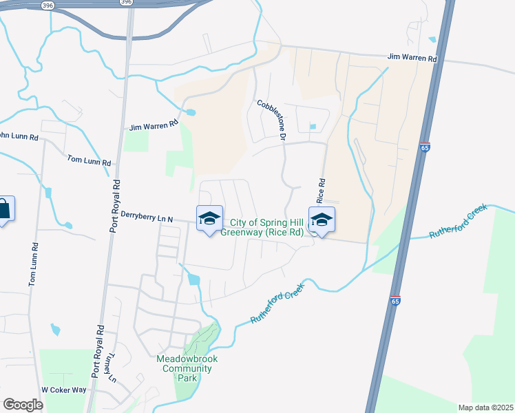 map of restaurants, bars, coffee shops, grocery stores, and more near 1006 Neeleys Bend Ln in Spring Hill
