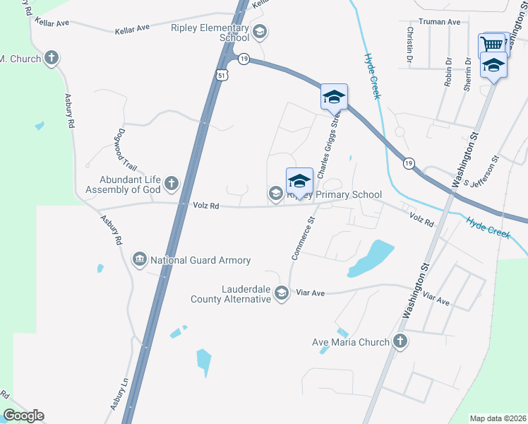 map of restaurants, bars, coffee shops, grocery stores, and more near 272 Volz Road in Ripley