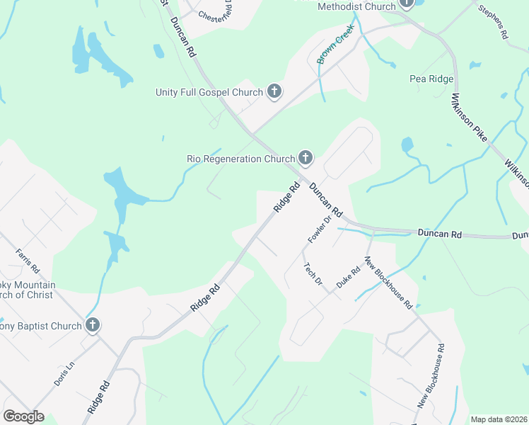 map of restaurants, bars, coffee shops, grocery stores, and more near 215 Ridge Road in Maryville