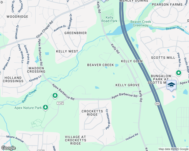 map of restaurants, bars, coffee shops, grocery stores, and more near 7129 Beaver Trail in Apex