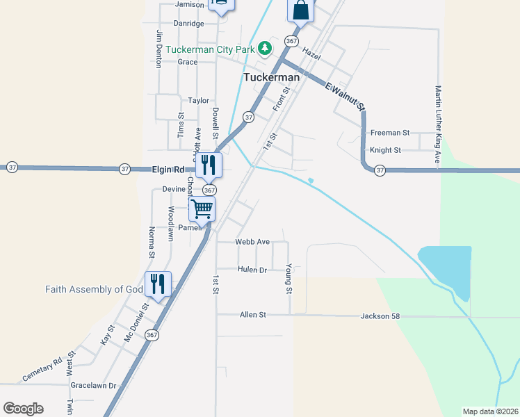 map of restaurants, bars, coffee shops, grocery stores, and more near 201 West 2nd Street in Tuckerman