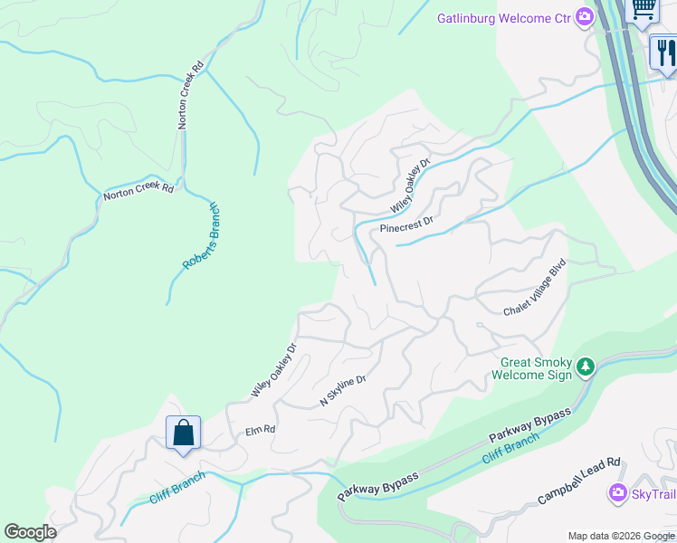 map of restaurants, bars, coffee shops, grocery stores, and more near 793 Chestnut Drive in Gatlinburg
