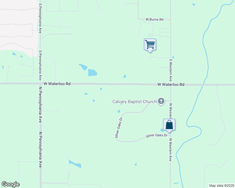 map of restaurants, bars, coffee shops, grocery stores, and more near 4150 West Waterloo Road in Edmond