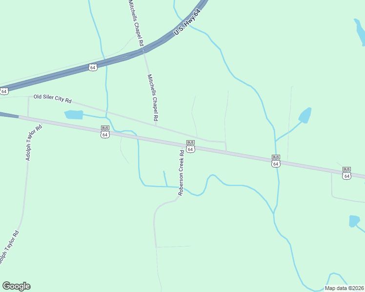 map of restaurants, bars, coffee shops, grocery stores, and more near 2 Roberson Creek Road in Pittsboro
