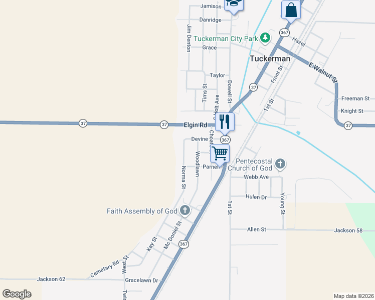 map of restaurants, bars, coffee shops, grocery stores, and more near 304 Woodlawn Avenue in Tuckerman