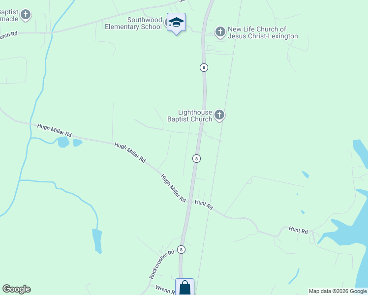 map of restaurants, bars, coffee shops, grocery stores, and more near 6532 North Carolina 8 in Lexington