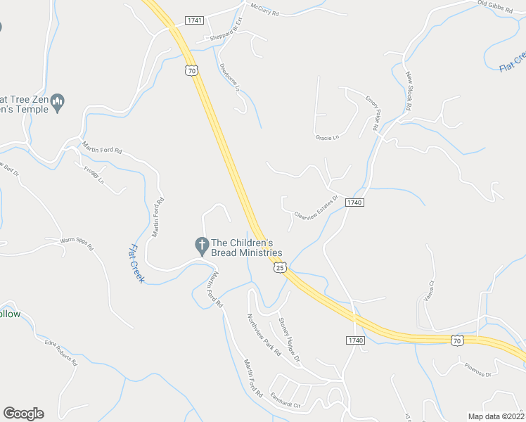 map of restaurants, bars, coffee shops, grocery stores, and more near 40 Clearview Estates Drive in Weaverville