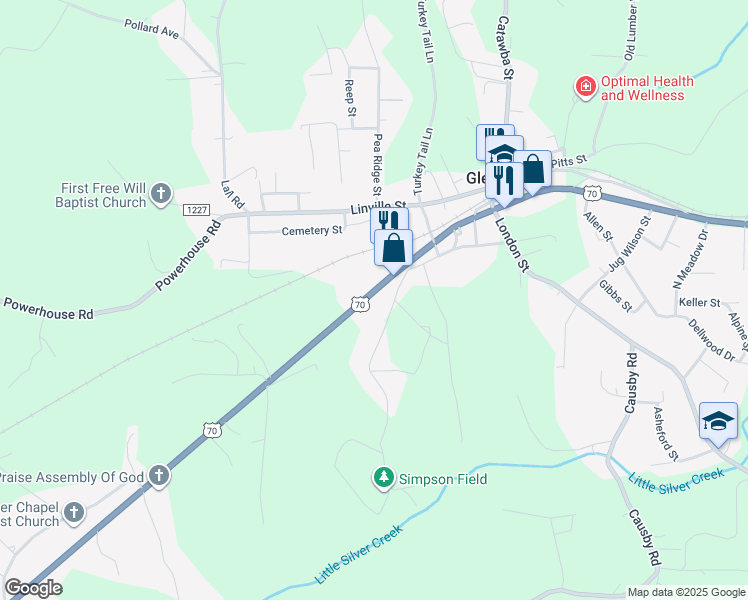 map of restaurants, bars, coffee shops, grocery stores, and more near 536 U.S. 70 in Morganton
