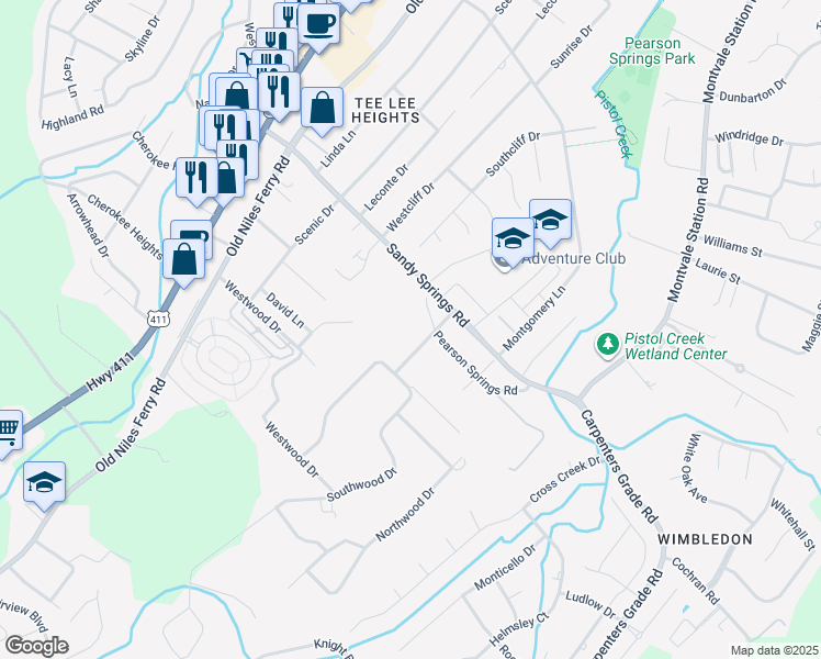 map of restaurants, bars, coffee shops, grocery stores, and more near 511 Pearson Springs Road in Maryville