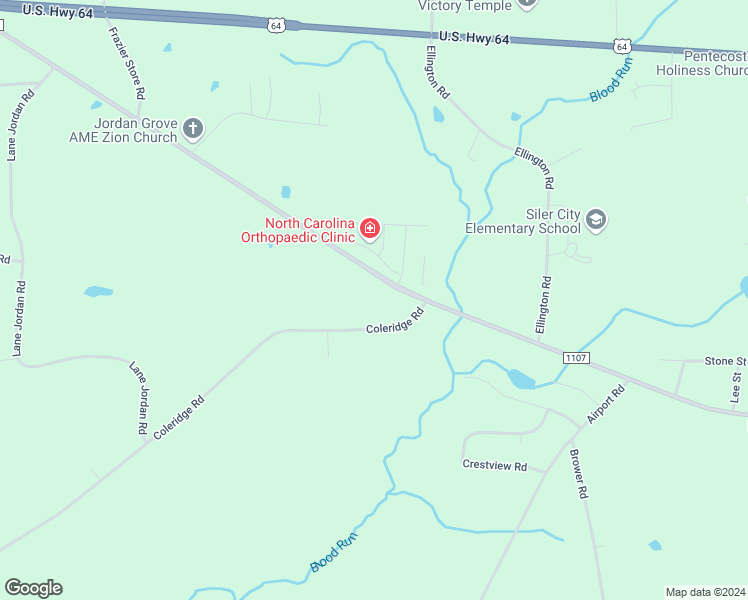 map of restaurants, bars, coffee shops, grocery stores, and more near 34 Coleridge Road in Siler City