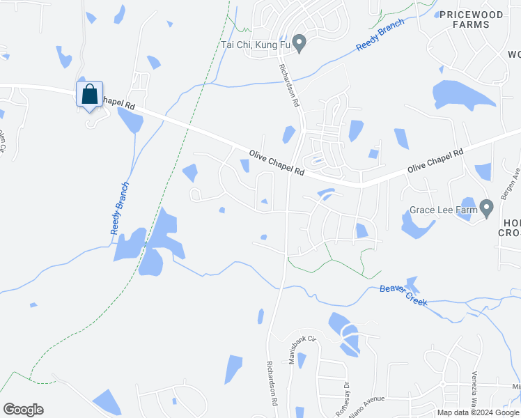 map of restaurants, bars, coffee shops, grocery stores, and more near 1551 Bicknor Dr in Apex