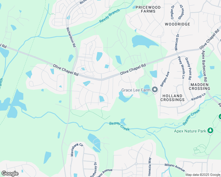 map of restaurants, bars, coffee shops, grocery stores, and more near 1515 Thassos Drive in Apex