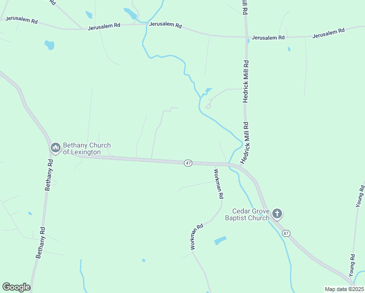 map of restaurants, bars, coffee shops, grocery stores, and more near North Carolina 47 in Lexington