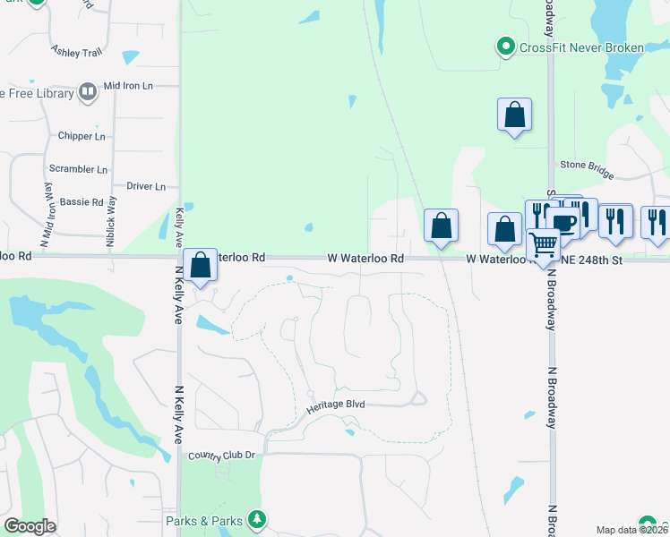 map of restaurants, bars, coffee shops, grocery stores, and more near 517 Oak Summit Road in Edmond