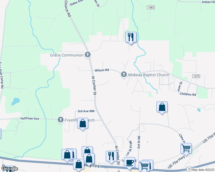map of restaurants, bars, coffee shops, grocery stores, and more near 8991 Weaver Rd in Hildebran