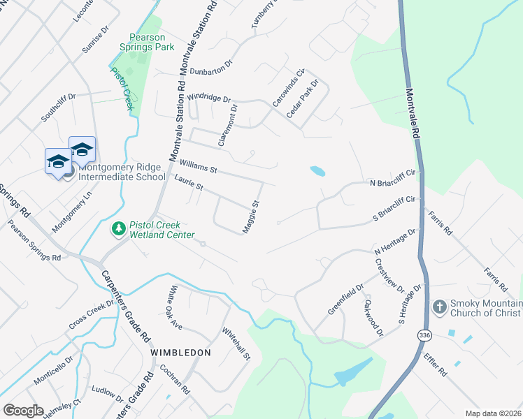 map of restaurants, bars, coffee shops, grocery stores, and more near 1016 Laurie Street in Maryville