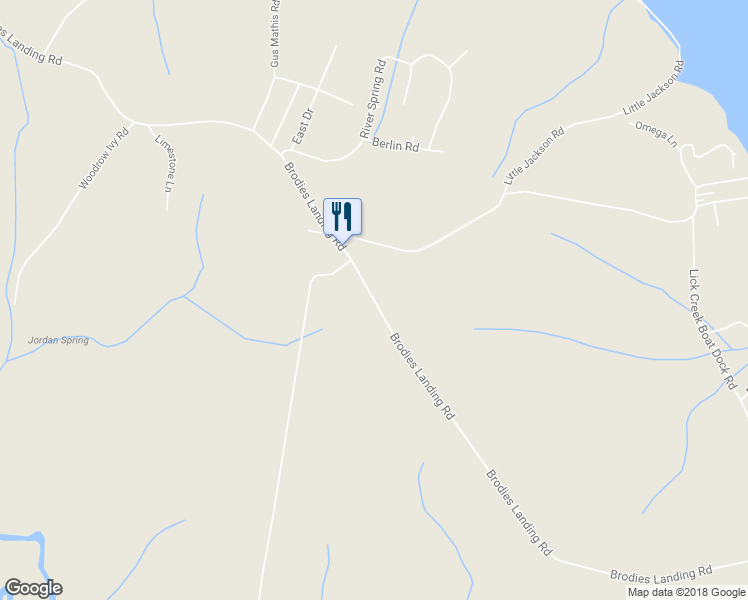 map of restaurants, bars, coffee shops, grocery stores, and more near Brodies Landing Road in Parsons