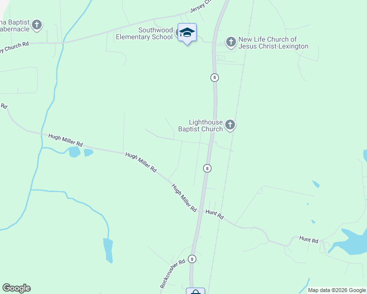 map of restaurants, bars, coffee shops, grocery stores, and more near 6319 North Carolina 8 in Lexington