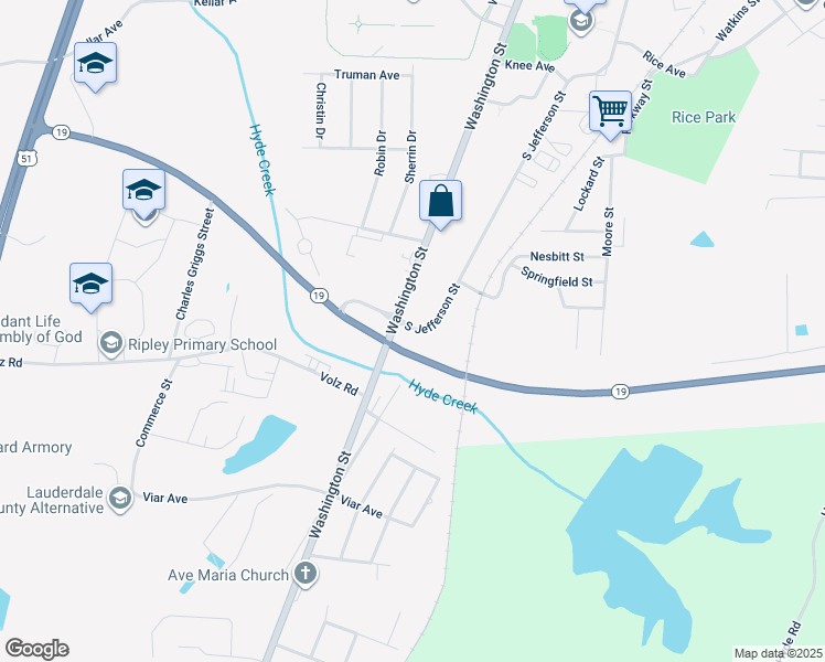 map of restaurants, bars, coffee shops, grocery stores, and more near 486 Washington Street in Ripley