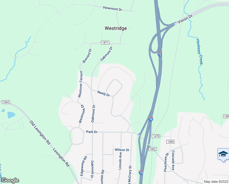 map of restaurants, bars, coffee shops, grocery stores, and more near 1040 Neely Drive in Asheboro