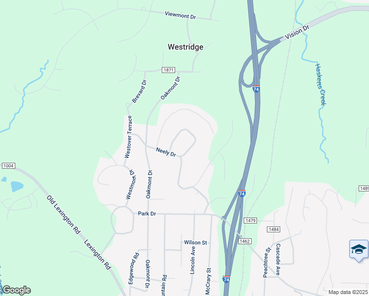 map of restaurants, bars, coffee shops, grocery stores, and more near 1040 Neely Drive in Asheboro